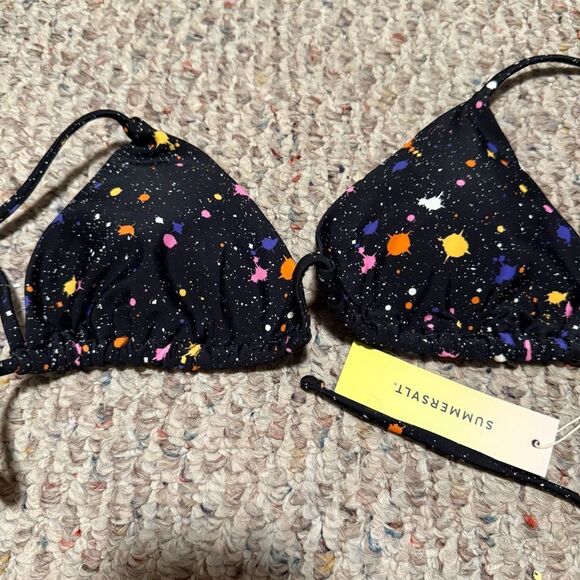 NWT SUMMERSALT The String Bikini Top - Paint Splatter in Sea Urchin- Size 4 - Picture 4 of 6